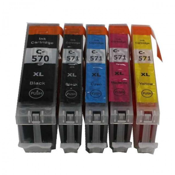 Set complet 5 Cartuse compatibile XL, PGI-570 BK , CLI-571 Cyan, Magenta si Yellow