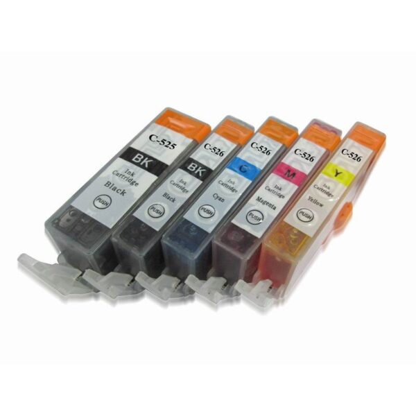 Set 5 Cartuse cerneala Compatibile Canon PGI525BK, CLI526 BK/C/M/Y - 1700 pagini