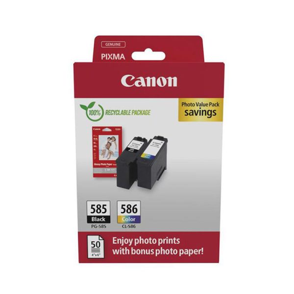 Canon OEM 1xPG-585, 1xCL-586, Photo Paper Ink (6205C004)